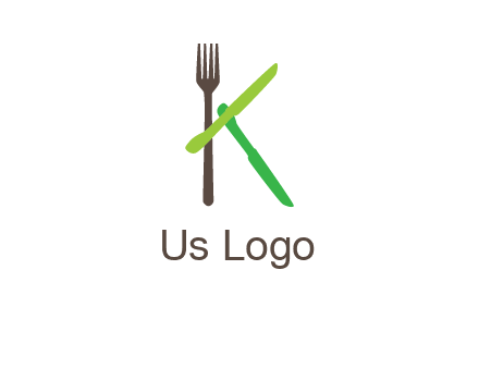 letter K with knives and fork