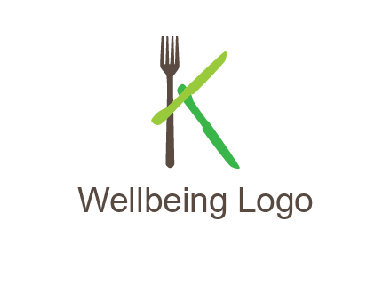 letter K with knives and fork