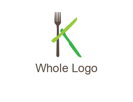 letter K with knives and fork