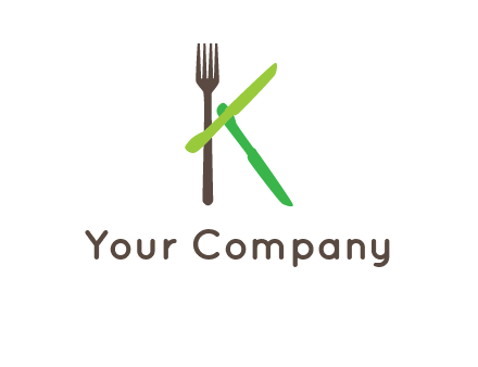 letter K with knives and fork