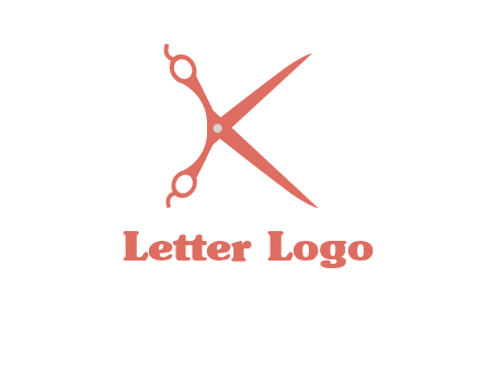 letter K with scissors