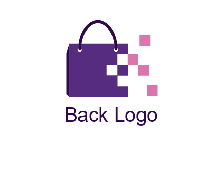 pixels coming out of a shopping bag logo