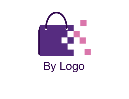 pixels coming out of a shopping bag logo