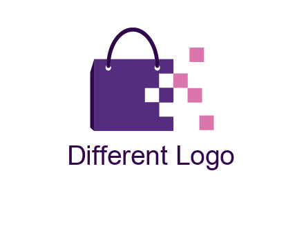 pixels coming out of a shopping bag logo
