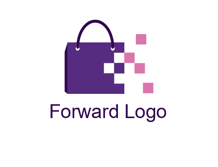 pixels coming out of a shopping bag logo