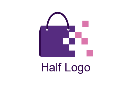 pixels coming out of a shopping bag logo