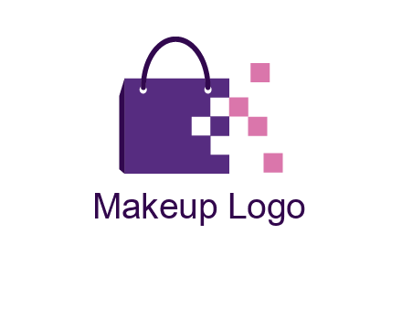 pixels coming out of a shopping bag logo