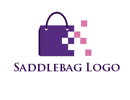 pixels coming out of a shopping bag logo