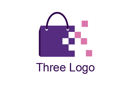 pixels coming out of a shopping bag logo