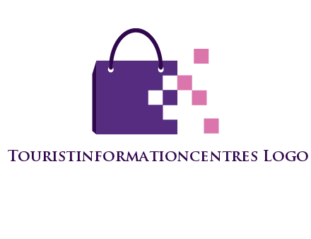 pixels coming out of a shopping bag logo