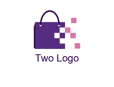 pixels coming out of a shopping bag logo