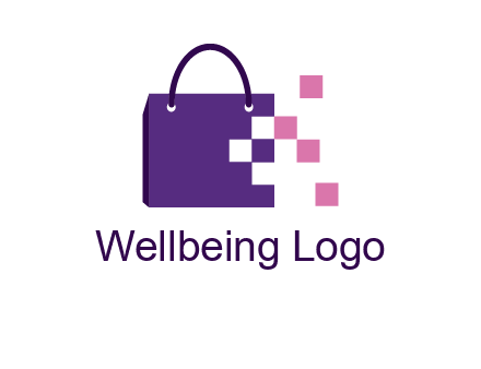 pixels coming out of a shopping bag logo