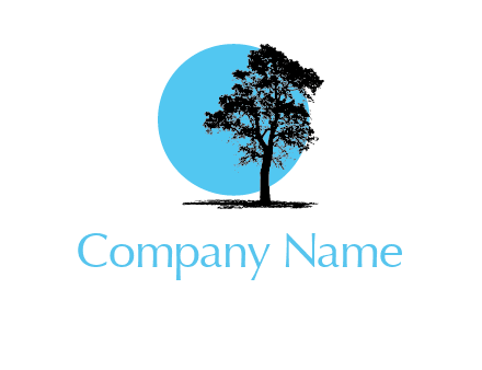 silhouette tree in circle logo