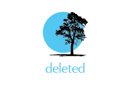 silhouette tree in circle logo