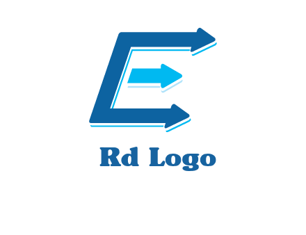 letter E with arrows