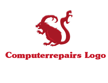 evil monster mouse logo with horns