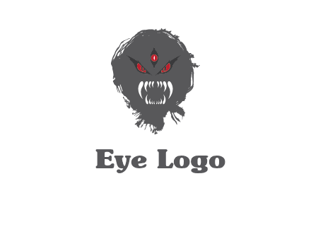 demon face or monster logo with three eyes