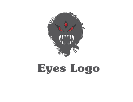 demon face or monster logo with three eyes