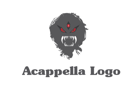 demon face or monster logo with three eyes
