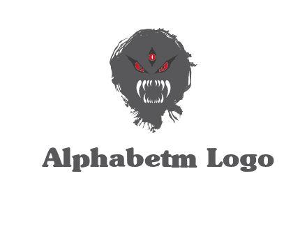 demon face or monster logo with three eyes