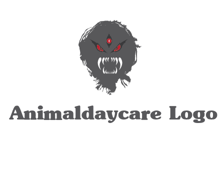 demon face or monster logo with three eyes