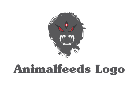 demon face or monster logo with three eyes