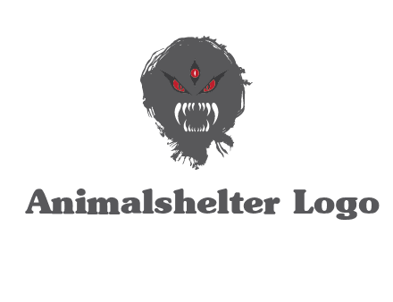 demon face or monster logo with three eyes