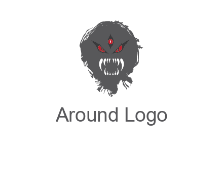 demon face or monster logo with three eyes