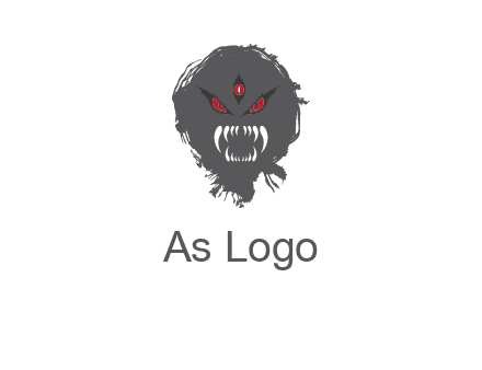 demon face or monster logo with three eyes