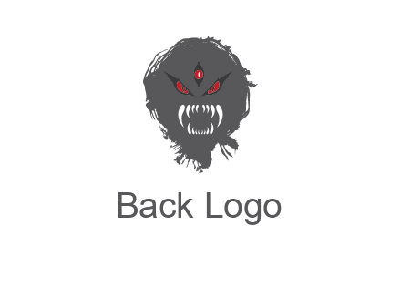 demon face or monster logo with three eyes