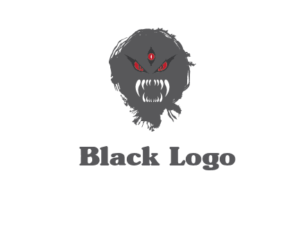 demon face or monster logo with three eyes