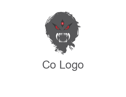 demon face or monster logo with three eyes