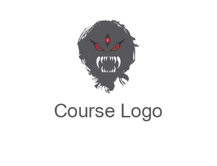 demon face or monster logo with three eyes