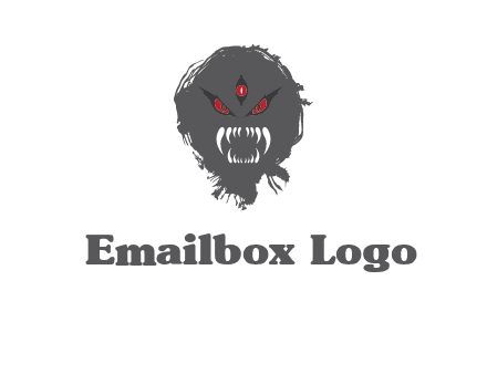 demon face or monster logo with three eyes