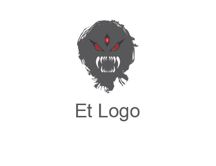 demon face or monster logo with three eyes