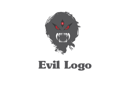 demon face or monster logo with three eyes