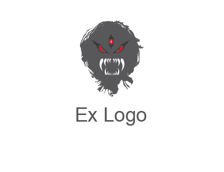 demon face or monster logo with three eyes