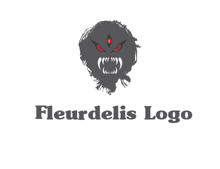 demon face or monster logo with three eyes