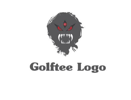 demon face or monster logo with three eyes