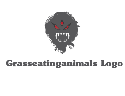 demon face or monster logo with three eyes