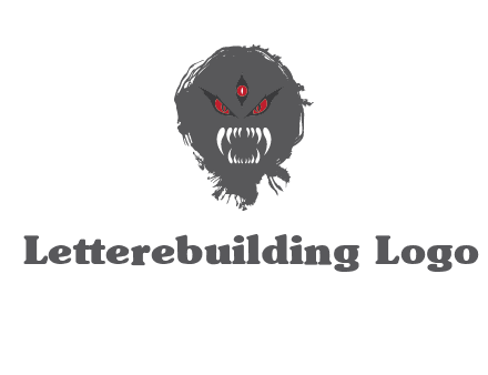 demon face or monster logo with three eyes