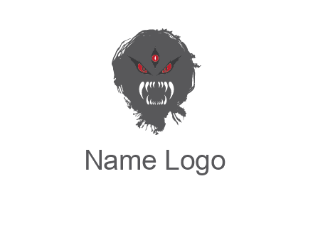 demon face or monster logo with three eyes