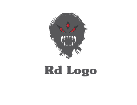 demon face or monster logo with three eyes
