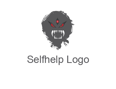demon face or monster logo with three eyes