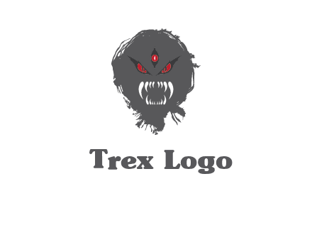 demon face or monster logo with three eyes