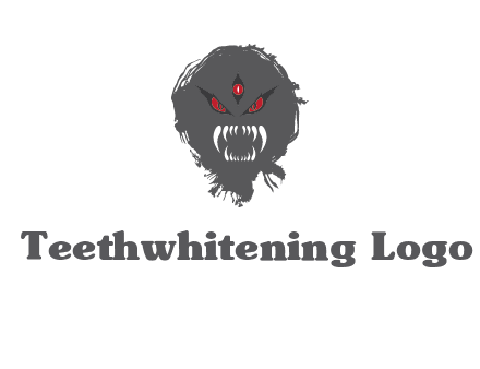 demon face or monster logo with three eyes