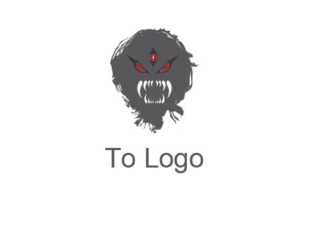 demon face or monster logo with three eyes