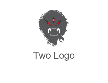 demon face or monster logo with three eyes