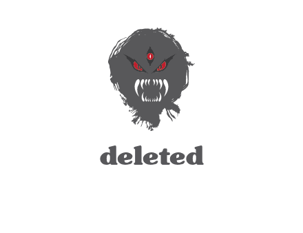 demon face or monster logo with three eyes