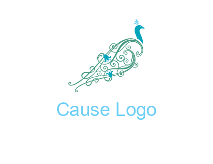peacock logo with a paisley tail